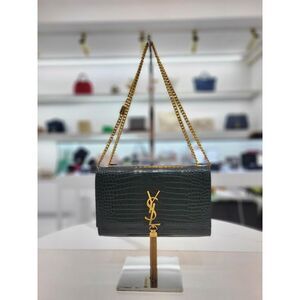 Tassel Crocodile Green Medium Kate Shoulder Bag